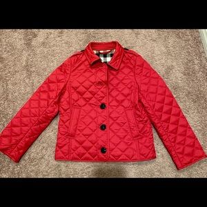 Burberry “Mini Ashurst” quilted jacket, crimson